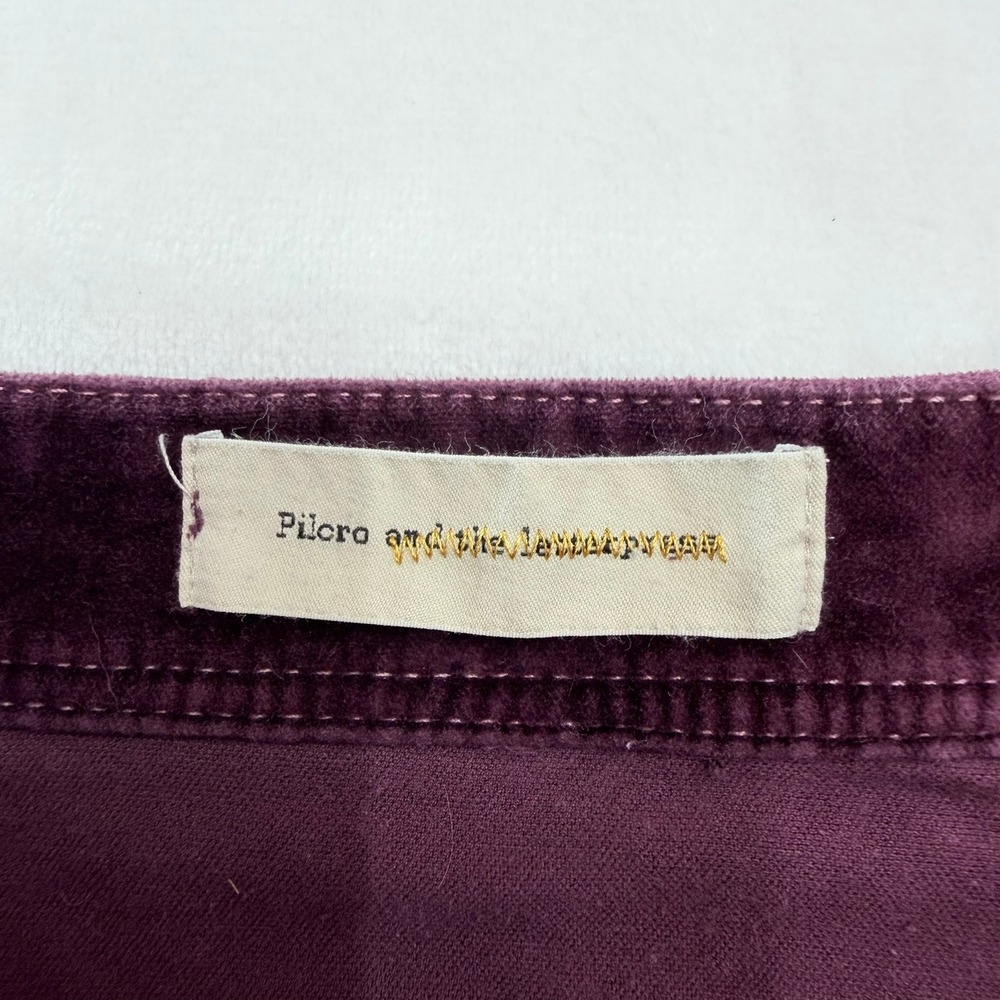 Pilcro and the Letterpress Pants Women 27 Purple Serif Velvet Anthropologie - Picture 4 of 12